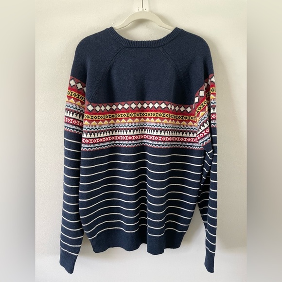 LL Bean Wicked Soft Cashmere Organic Cotton Fair Isle Sweater XL Fisherman - Picture 6 of 8